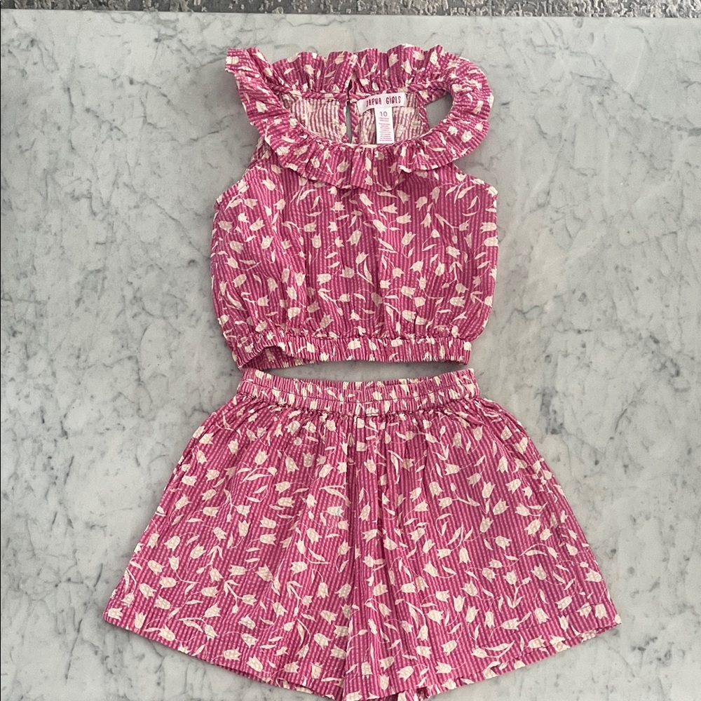 Japna Girls Ruffled Two-Piece Cotton Set